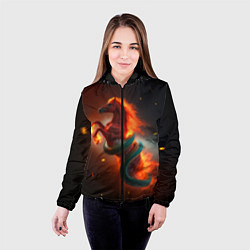 Куртка с капюшоном женская Смена зелёной змеи на красную огненную лошадь, цвет: 3D-черный — фото 2