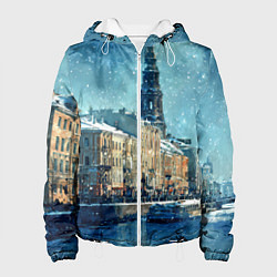 Куртка с капюшоном женская Снегопад в Санкт-Петербурге, цвет: 3D-белый