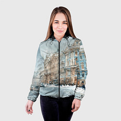Куртка с капюшоном женская Снежный день в Санкт-Петербурге, цвет: 3D-черный — фото 2