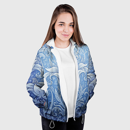 Женская куртка Ледяной цветочный орнамент / 3D-Белый – фото 3