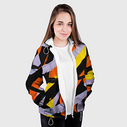 Куртка с капюшоном женская Полоски краски абстракция, цвет: 3D-белый — фото 2