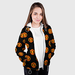 Куртка с капюшоном женская Manchester United Pattern, цвет: 3D-белый — фото 2