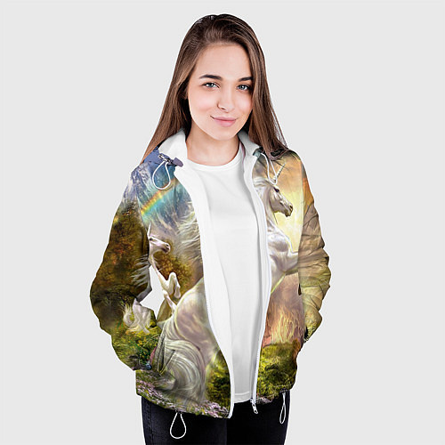 Женская куртка Радужный единорог / 3D-Белый – фото 3