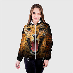 Куртка с капюшоном женская Рык леопарда, цвет: 3D-белый — фото 2