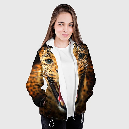 Женская куртка Рык леопарда / 3D-Белый – фото 3