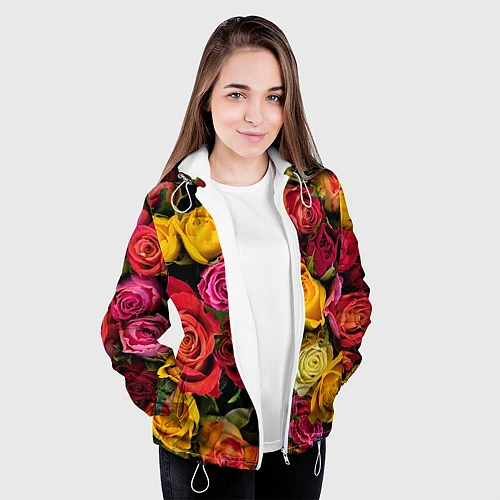 Женская куртка Ассорти из роз / 3D-Белый – фото 3