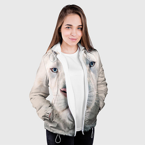 Женская куртка Взгляд белого льва / 3D-Белый – фото 3