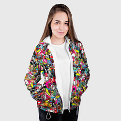 Куртка с капюшоном женская Стикербомбинг, цвет: 3D-белый — фото 2