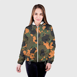 Куртка с капюшоном женская Камуфляж: хаки/оранжевый, цвет: 3D-белый — фото 2