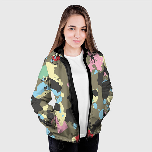 Женская куртка Камуфляж: микс цветов / 3D-Черный – фото 3