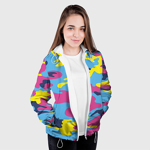 Женская куртка Камуфляж: голубой/розовый/желтый / 3D-Белый – фото 3
