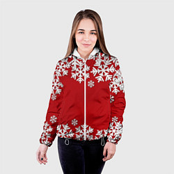 Куртка с капюшоном женская Снежинки, цвет: 3D-белый — фото 2