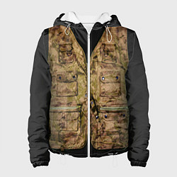 Куртка с капюшоном женская Жилетка охотника, цвет: 3D-белый