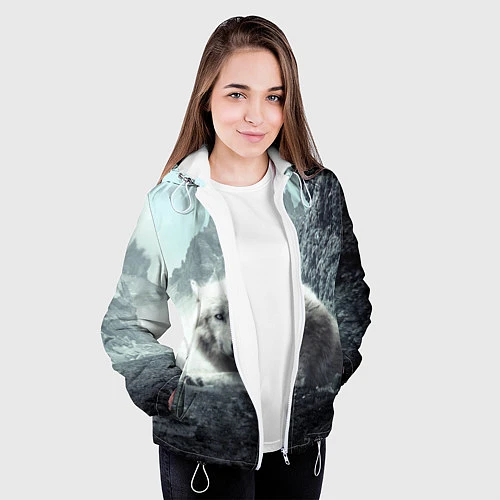 Женская куртка Волк в горах / 3D-Белый – фото 3