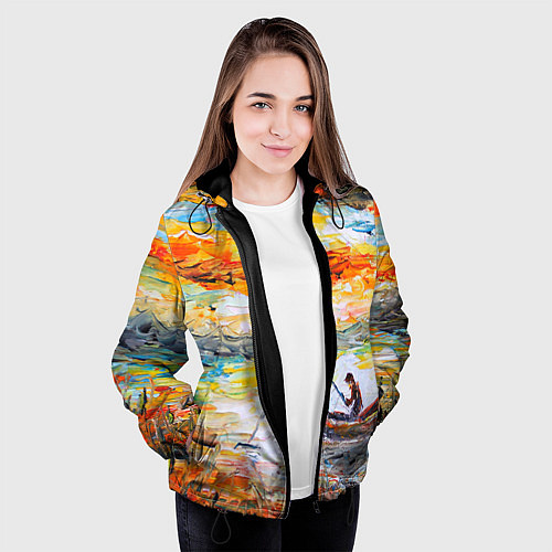 Женская куртка Рыбак на лодке / 3D-Черный – фото 3