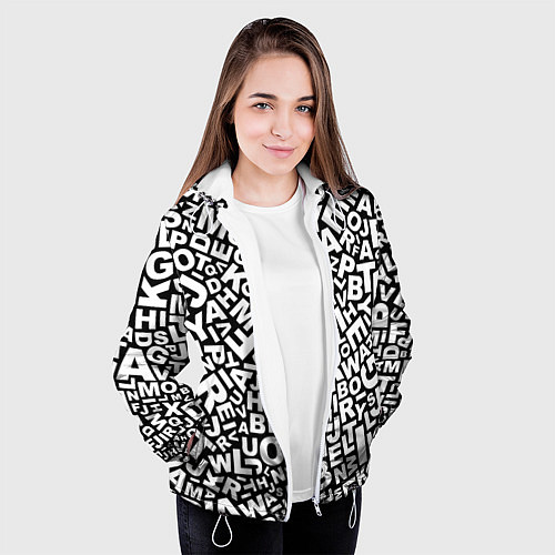 Женская куртка Английский алфавит / 3D-Белый – фото 3
