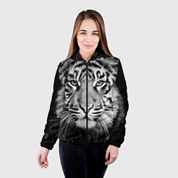 Куртка с капюшоном женская Красавец тигр цвета 3D-черный — фото 2