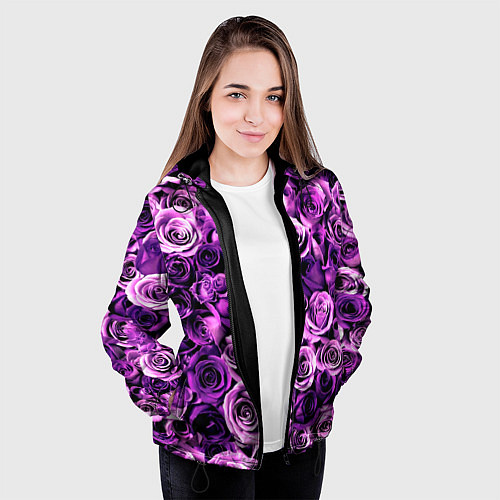 Женская куртка Цветочки / 3D-Черный – фото 3