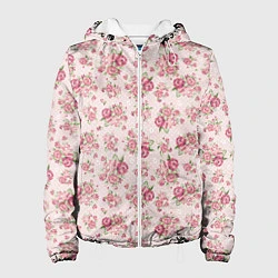 Куртка с капюшоном женская Fashion sweet flower, цвет: 3D-белый
