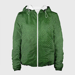 Куртка с капюшоном женская Змеиная зеленая кожа, цвет: 3D-белый