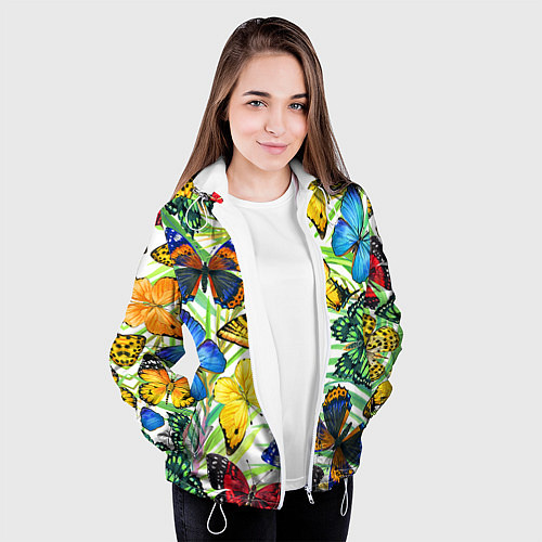 Женская куртка Тропические бабочки / 3D-Белый – фото 3