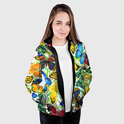 Куртка с капюшоном женская Тропические бабочки, цвет: 3D-черный — фото 2