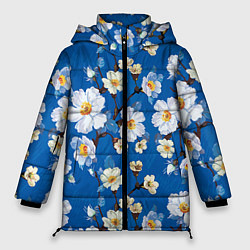 Куртка зимняя женская Цветы ретро 5, цвет: 3D-черный