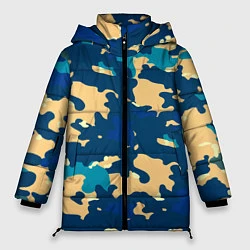 Женская зимняя куртка Камуфляж: голубой/желтый