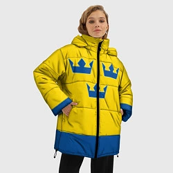 Куртка зимняя женская Сборная Швеции: домашняя форма, цвет: 3D-черный — фото 2