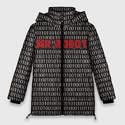 Куртка зимняя женская Mr. Robot: Binary code, цвет: 3D-красный