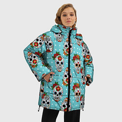 Куртка зимняя женская Узор Черепа Чикано, цвет: 3D-черный — фото 2