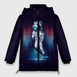 Куртка зимняя женская Космический скейтбордист, цвет: 3D-черный