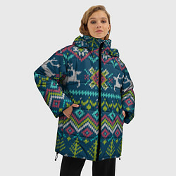 Куртка зимняя женская Вязаный узор 6, цвет: 3D-черный — фото 2