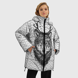 Куртка зимняя женская Рогатый волк, цвет: 3D-черный — фото 2