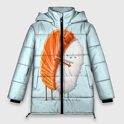 Куртка зимняя женская Суши друзья, цвет: 3D-черный