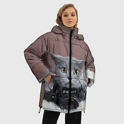 Куртка зимняя женская Котик фотограф, цвет: 3D-черный — фото 2