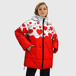 Куртка зимняя женская Сердечки, цвет: 3D-красный — фото 2