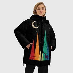 Куртка зимняя женская Винтажная ночь, цвет: 3D-красный — фото 2