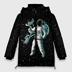 Куртка зимняя женская Космонавт с котами, цвет: 3D-черный