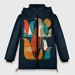 Куртка зимняя женская Осенние птицы, цвет: 3D-черный