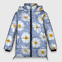 Куртка зимняя женская Нежные ромашки, цвет: 3D-светло-серый
