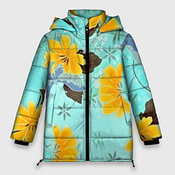 Куртка зимняя женская Цветочный узор, цвет: 3D-черный
