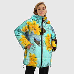 Куртка зимняя женская Цветочный узор, цвет: 3D-черный — фото 2