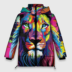 Куртка зимняя женская Красочный лев, цвет: 3D-красный