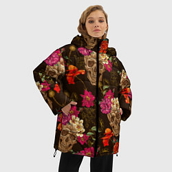 Куртка зимняя женская Черепа, цвет: 3D-светло-серый — фото 2
