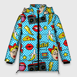 Куртка зимняя женская Девочка из комикса, цвет: 3D-черный