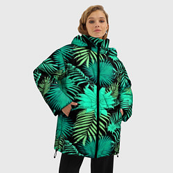 Куртка зимняя женская Tropical pattern, цвет: 3D-черный — фото 2