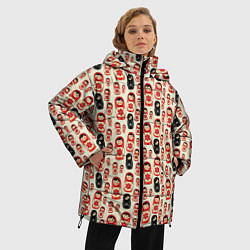 Куртка зимняя женская Матрешки и эмо, цвет: 3D-черный — фото 2