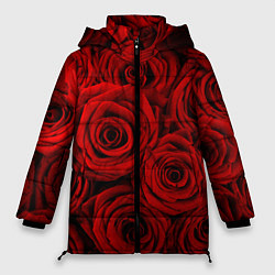 Куртка зимняя женская Красные розы, цвет: 3D-черный