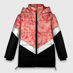 Куртка зимняя женская Розовые розы, цвет: 3D-черный